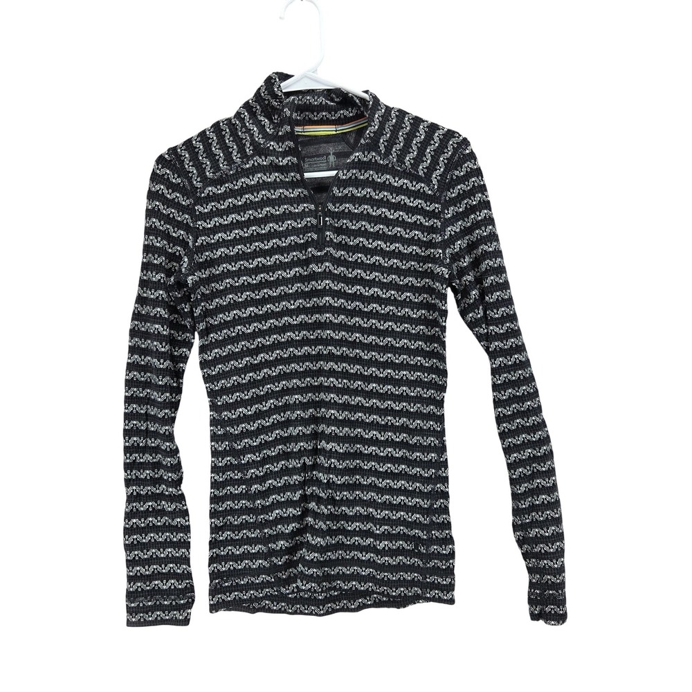 Smartwool Pullover Womens Medium Gray 1/4 Zip Merino Wool Base Layer Shirt